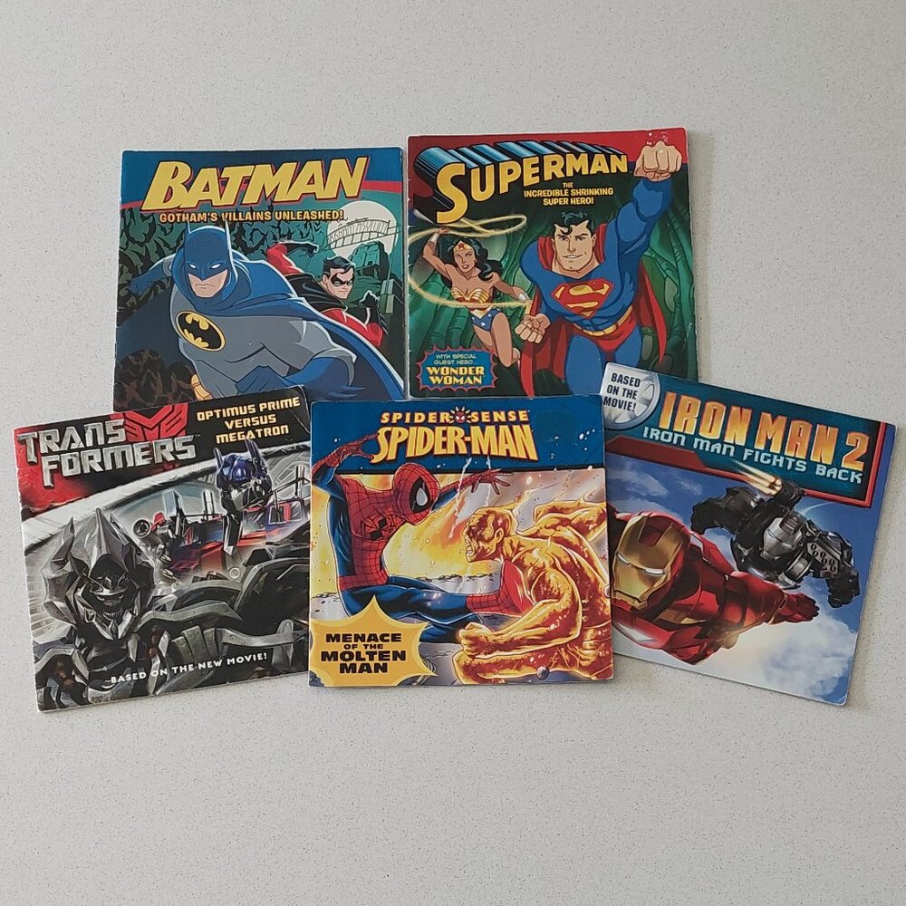 Superman Ironman Spiderman Batman & Transformer Paperback Books